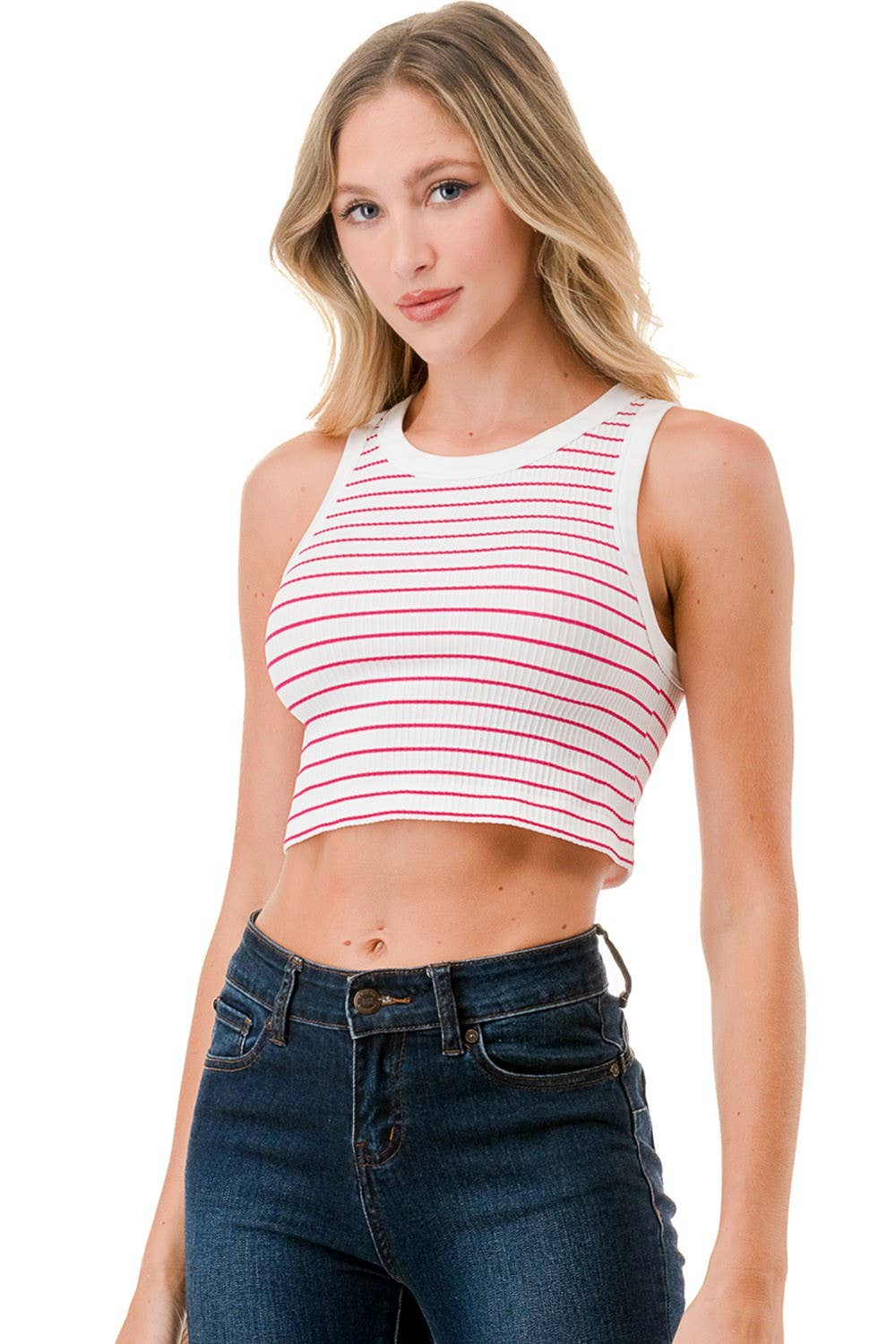 seamless pinstripes crop tank top