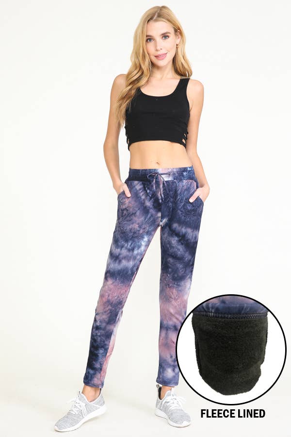 TIE DYE WARM PANTS FLEECE LINED WAISTBAND PANTS