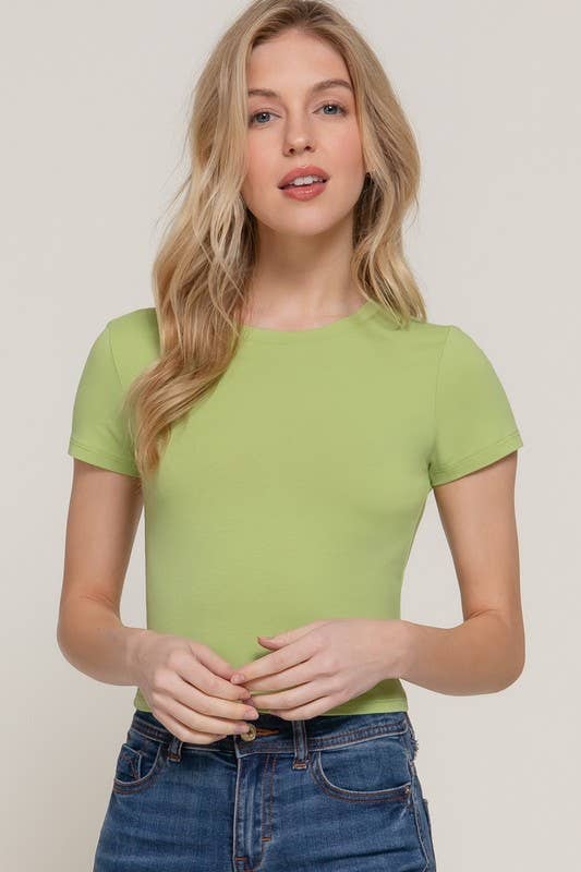 Short Sleeve Crew Neck Crop Top