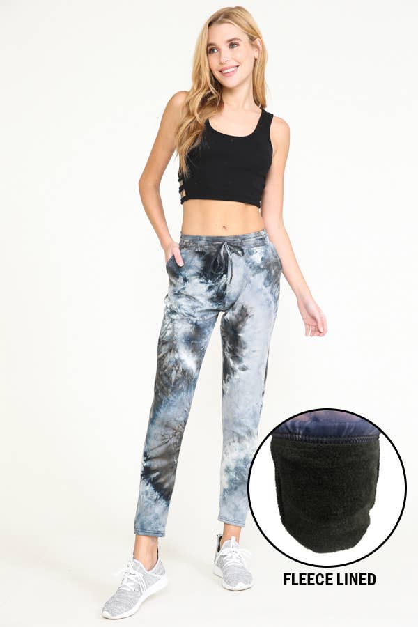 TIE DYE WARM PANTS FLEECE LINED WAISTBAND PANTS