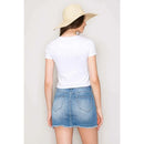 Short Sleeve Crew Neck Cotton Knit Cropped Top