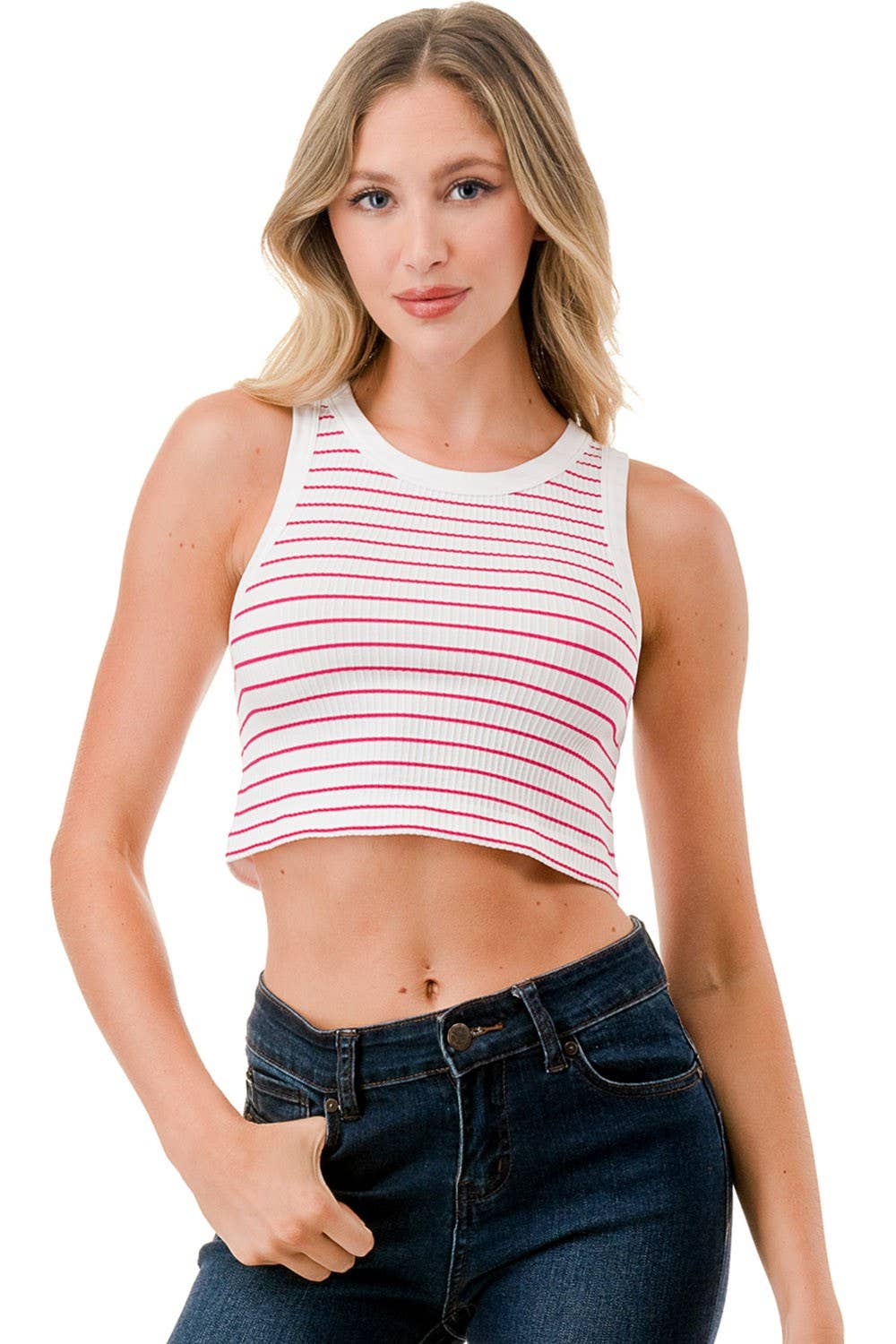 seamless pinstripes crop tank top