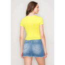 Short Sleeve Crew Neck Cotton Knit Cropped Top