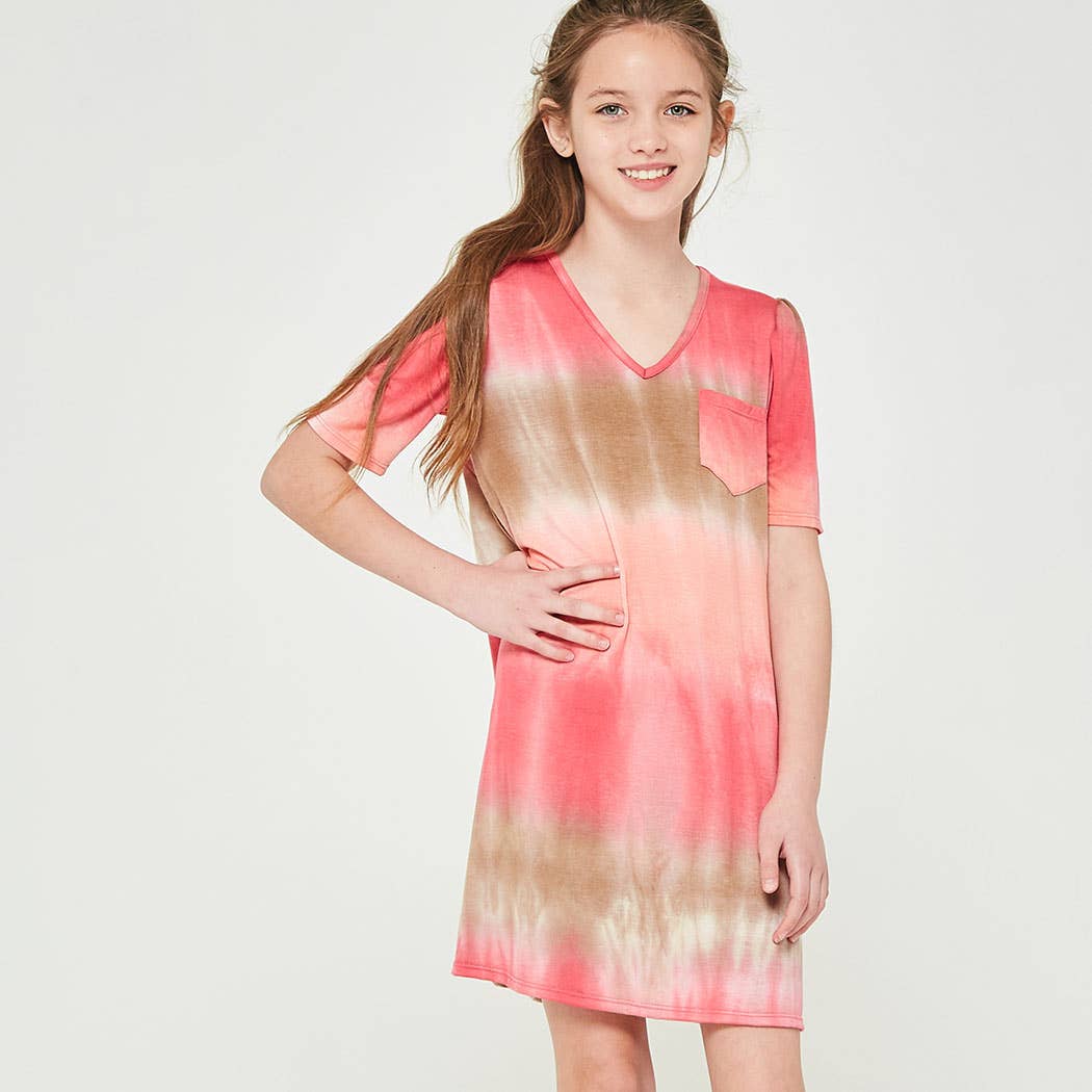 Tie Dye Balloon Sleeve Flare Dress