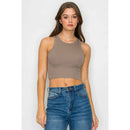Cropped High Neck Ribbed Tank Top