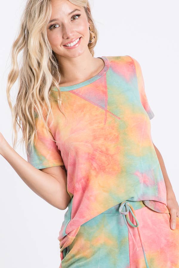 Tie-Dye Drawstring Shorts