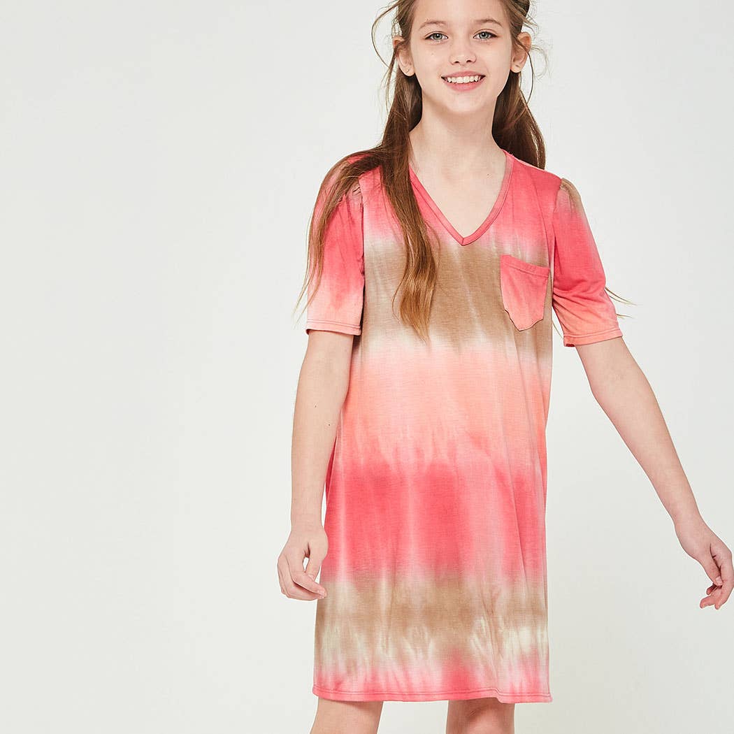 Tie Dye Balloon Sleeve Flare Dress