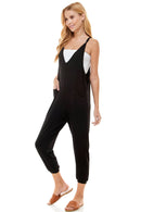 Deep V Neck Jumpsuit Black - Skinny Leg Style for Effortless Elegance LOVING PEOPLE
