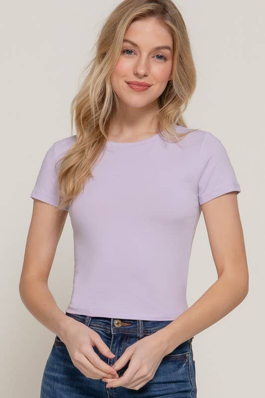 Short Sleeve Crew Neck Crop Top